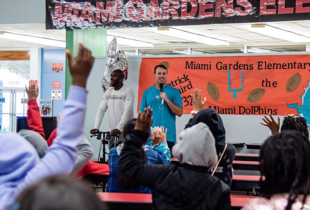 Patrick speaking at a DonorsChoose event